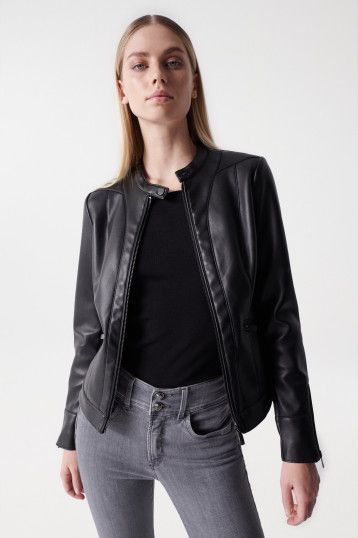 ŽENSKA JAKNA Basic faux leather jacket 